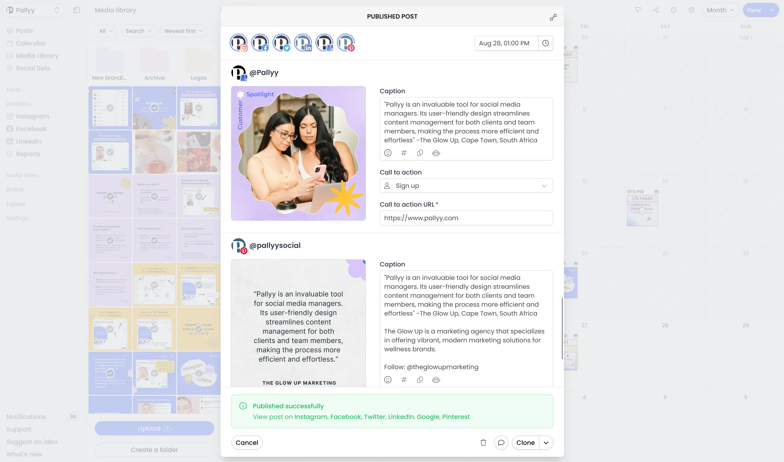 Google Business integration workspace with location posts and customer reviews