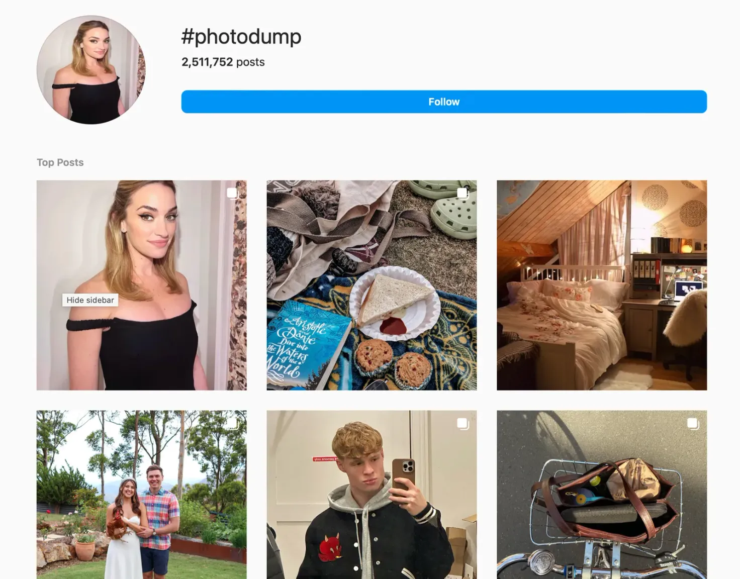 Instagram photo dump hashtag