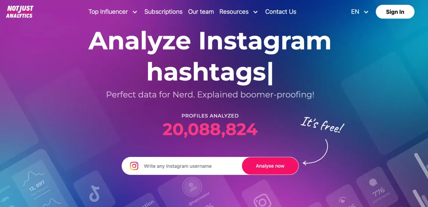 NotJustAnalytics dashboard